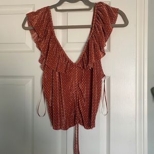 Zara ruffled polka dot shirt